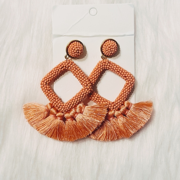 NWT Black and Orange Tassel Earrings - Picture 3 of 6